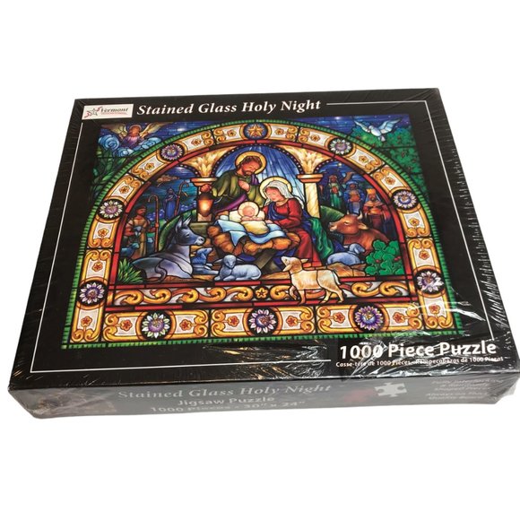 New NWT in Box Stained Glass Holy Night Puzzle 1,000 Piece Puzzle Christmas - Picture 2 of 8